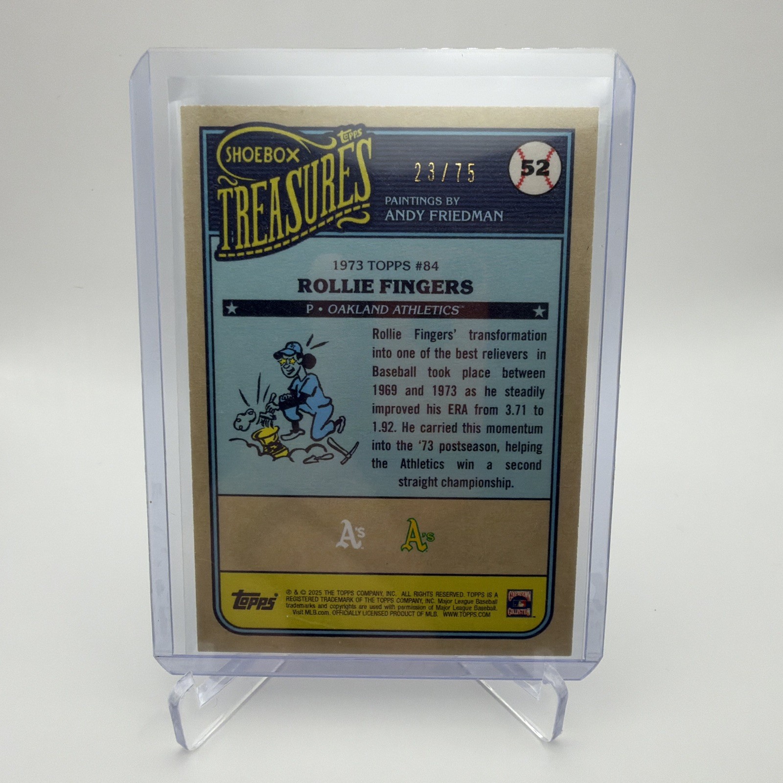 2025 Topps Shoebox Treasures 1973 Topps Rollie Fingers #52 Grayscale Filter /75