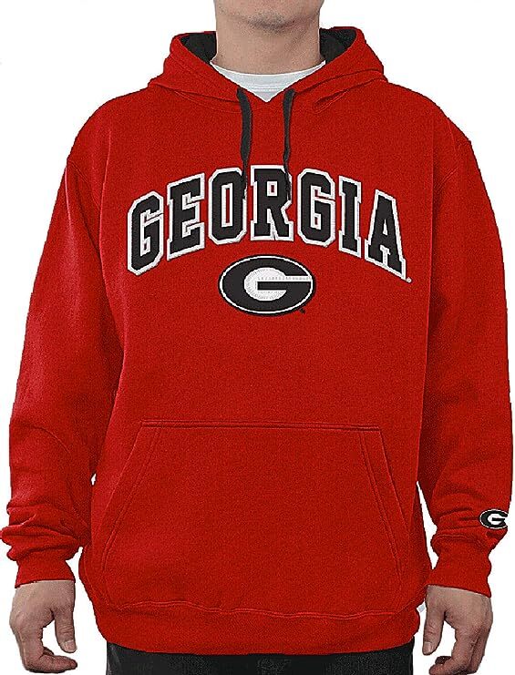 Georgia Bulldogs Adult Red Embroidered Classic Hoodie Sweatshirt