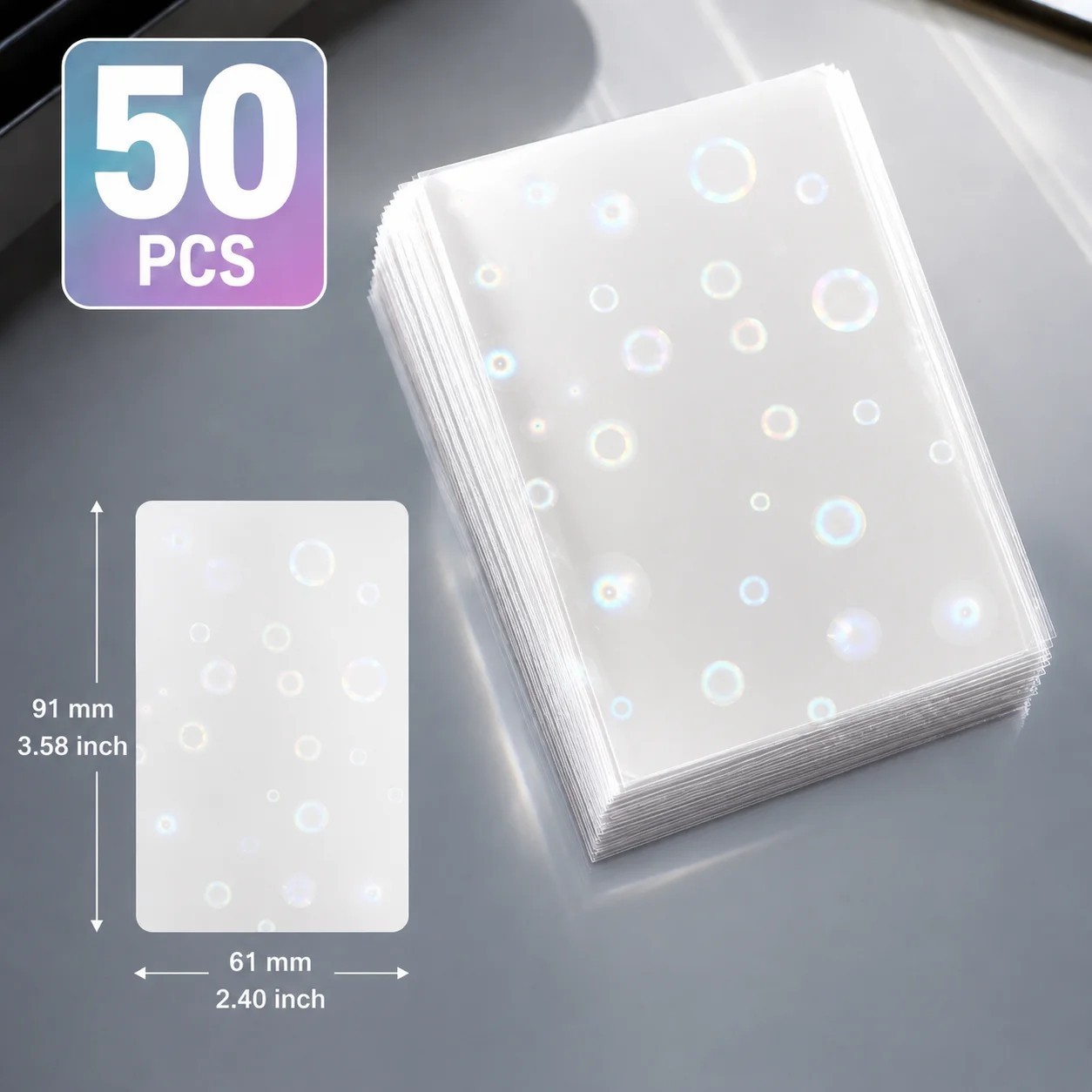 50PCS Holographic Card Sleeves 61x91mm Photocard Trading Card Protectors PP
