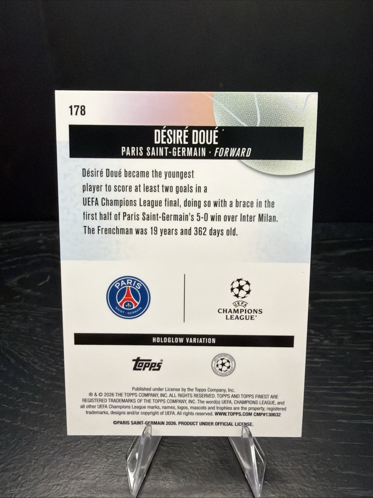 Desire Doue Hologlow Case Hit 2025-26 Topps Finest Uefa Club Competitions