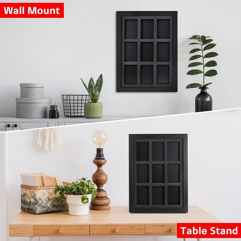 9-Grid Wall Mount Trading Card Display Frame with 9pcs 35pt Magnetic Card Holder