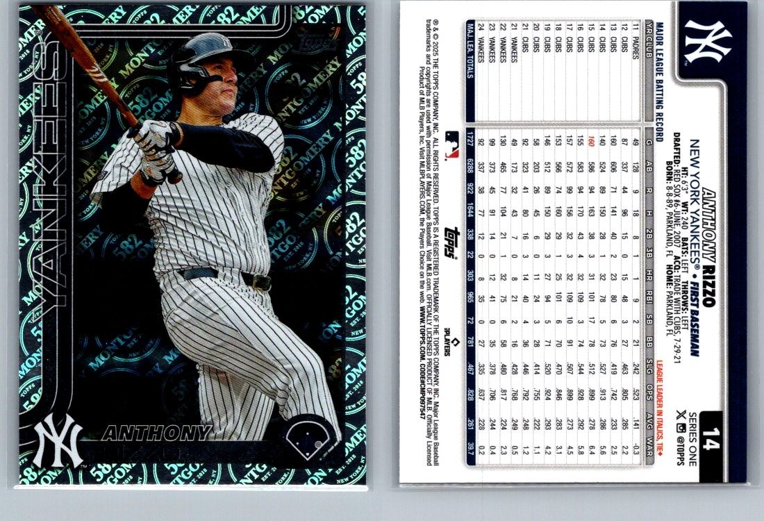 Aaron Judge And Your New York Yankees 2025 Topps 582 Montgomery Foil