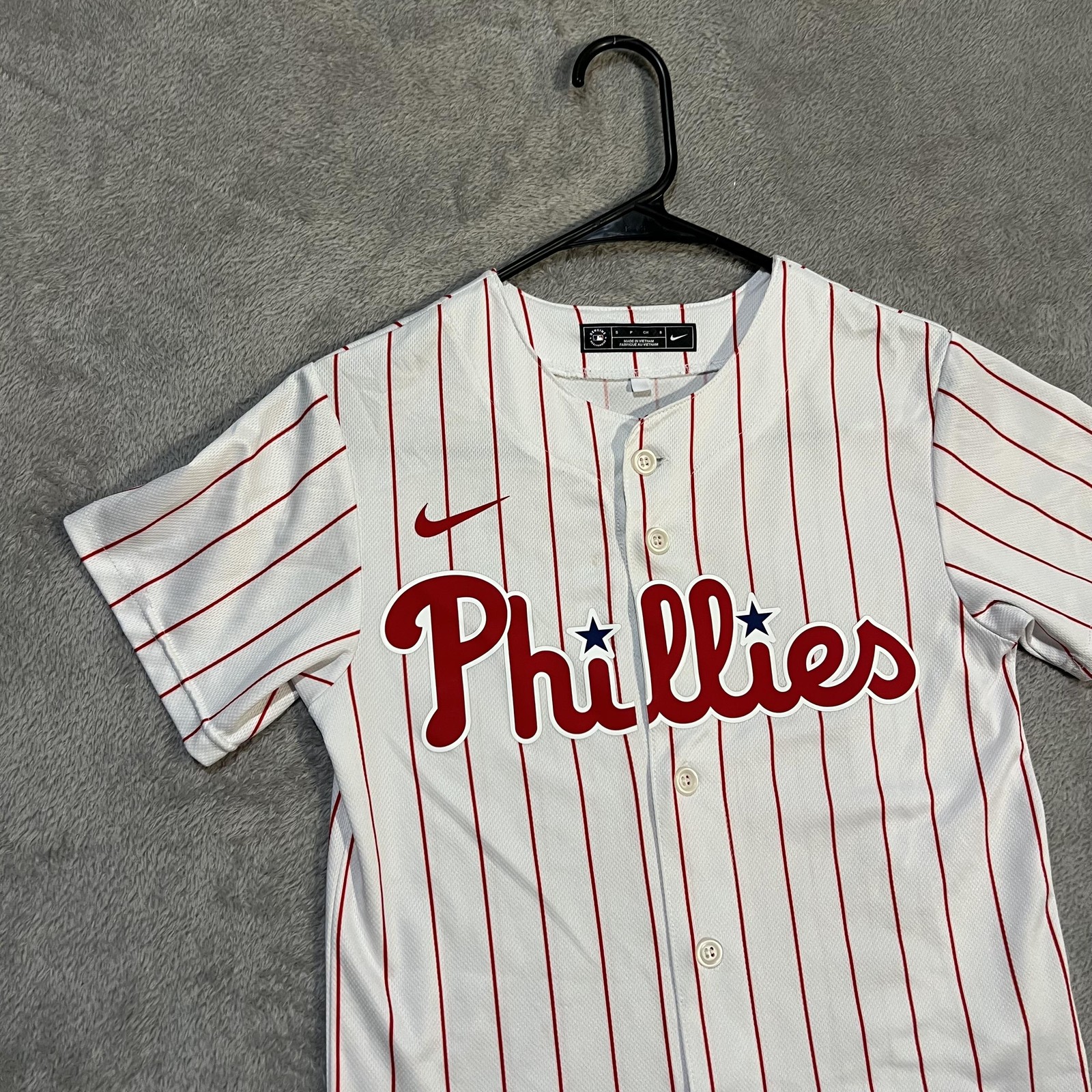 Philadelphia Phillies Baseball Jersey Boys Small White Bryce Harper 3 Nike MLB