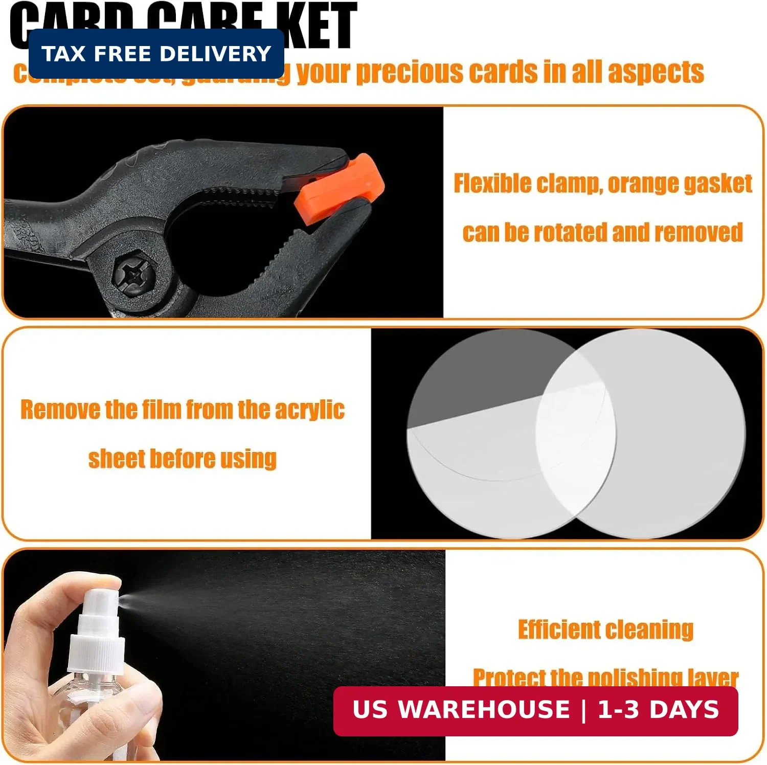 267 Pcs Card Care Clean Kit,Trading Card Cleaning Kit with Fixing Jig and EVA Sh