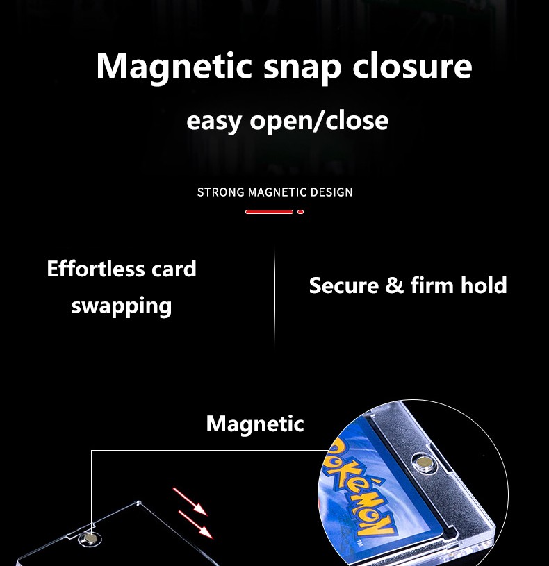 10 Pc One Touch Magnetic Card Holder,35PT Rigid Trading Card Case for Protection