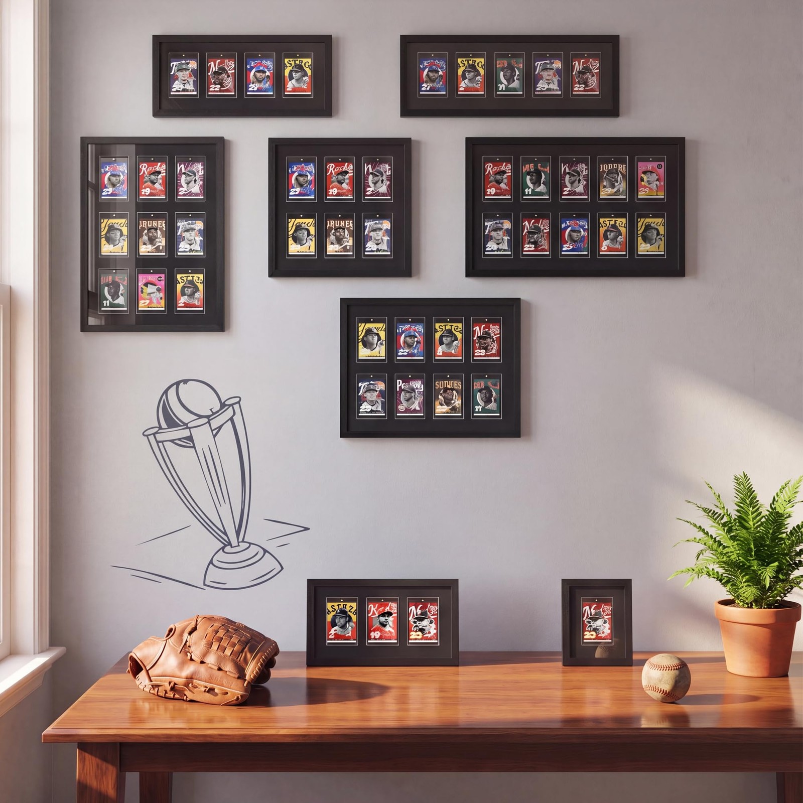 Sports Card Display Frame with Tempered Glass, Wall Mount or Tabletop Trading…