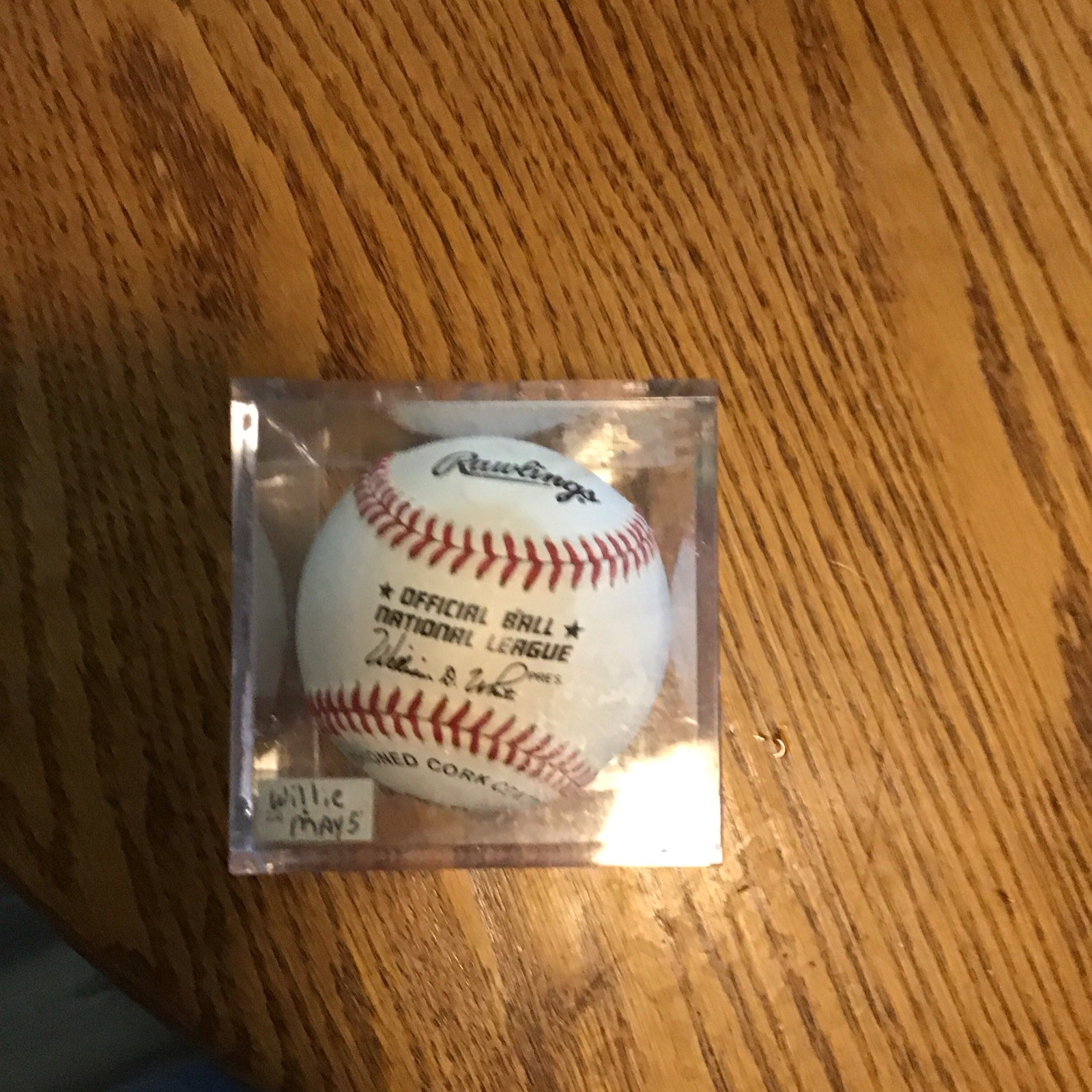 Willie Mays Signed Rawlings Official National League Baseball w/ Display Cube
