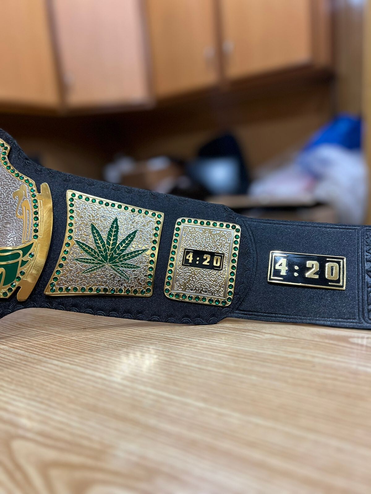 New Stoner 4:20 Wrestling Championship Belt 2mm Brass 420 Smoker Belt Adult Size