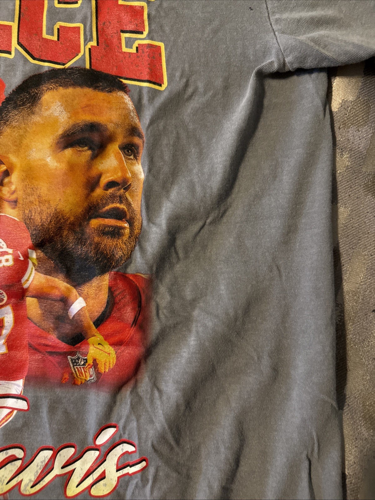 Travis Kelce Kansas City Chiefs Comfort Colors Gray Player Collage Shirt Medium