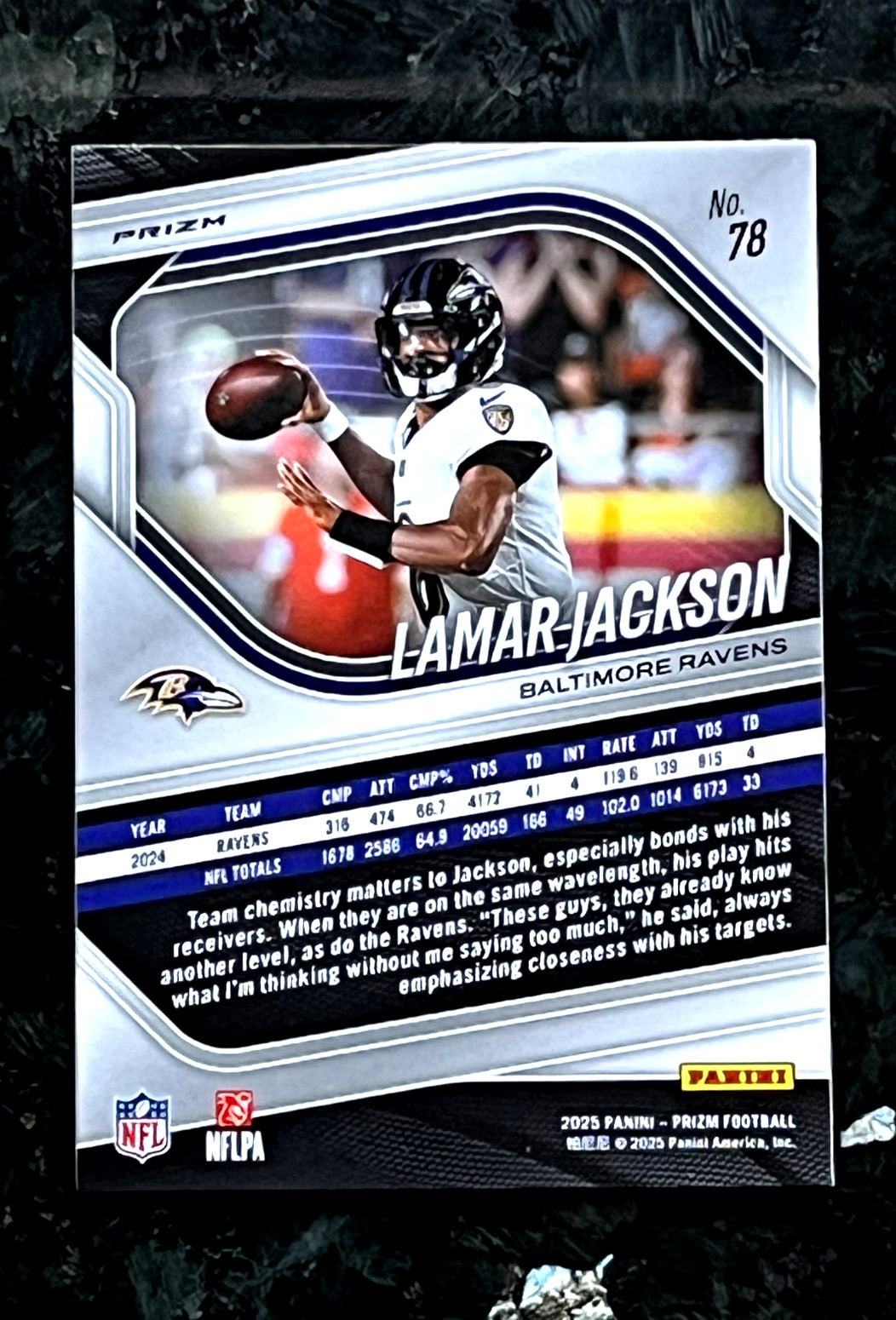Lamar Jackson 2025 Panini Prizm White Disco Parallel Baltimore Ravens #78