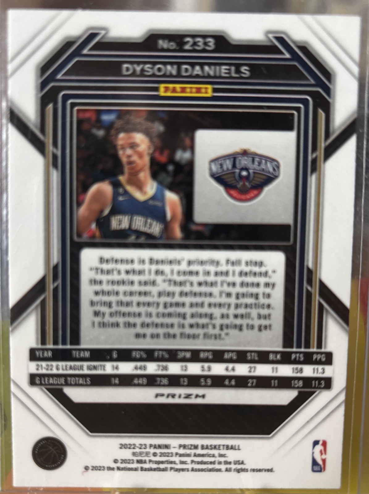 2022-23 Panini Prizm – Dyson Daniels #233 Pink Ice Prizm (RC)