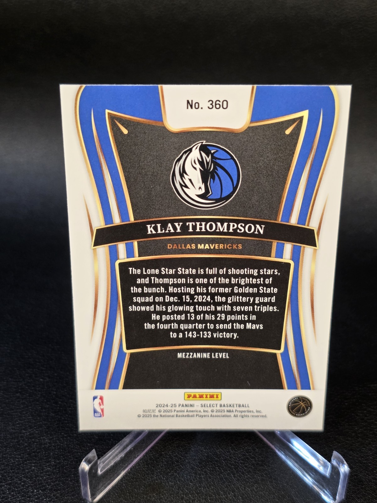 2024-25 Panini Select Klay Thompson Mezzanine Level silver Dallas Mavericks