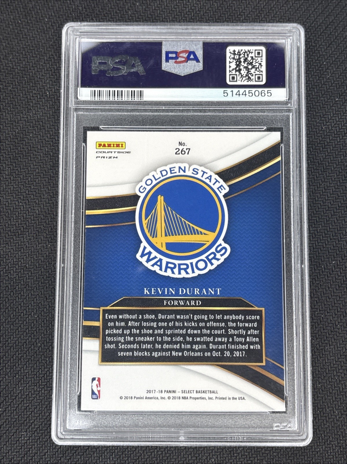 2017-18 Panini Select ZEBRA PRIZM Courtside #267 KEVIN DURANT PSA 9 – Warriors