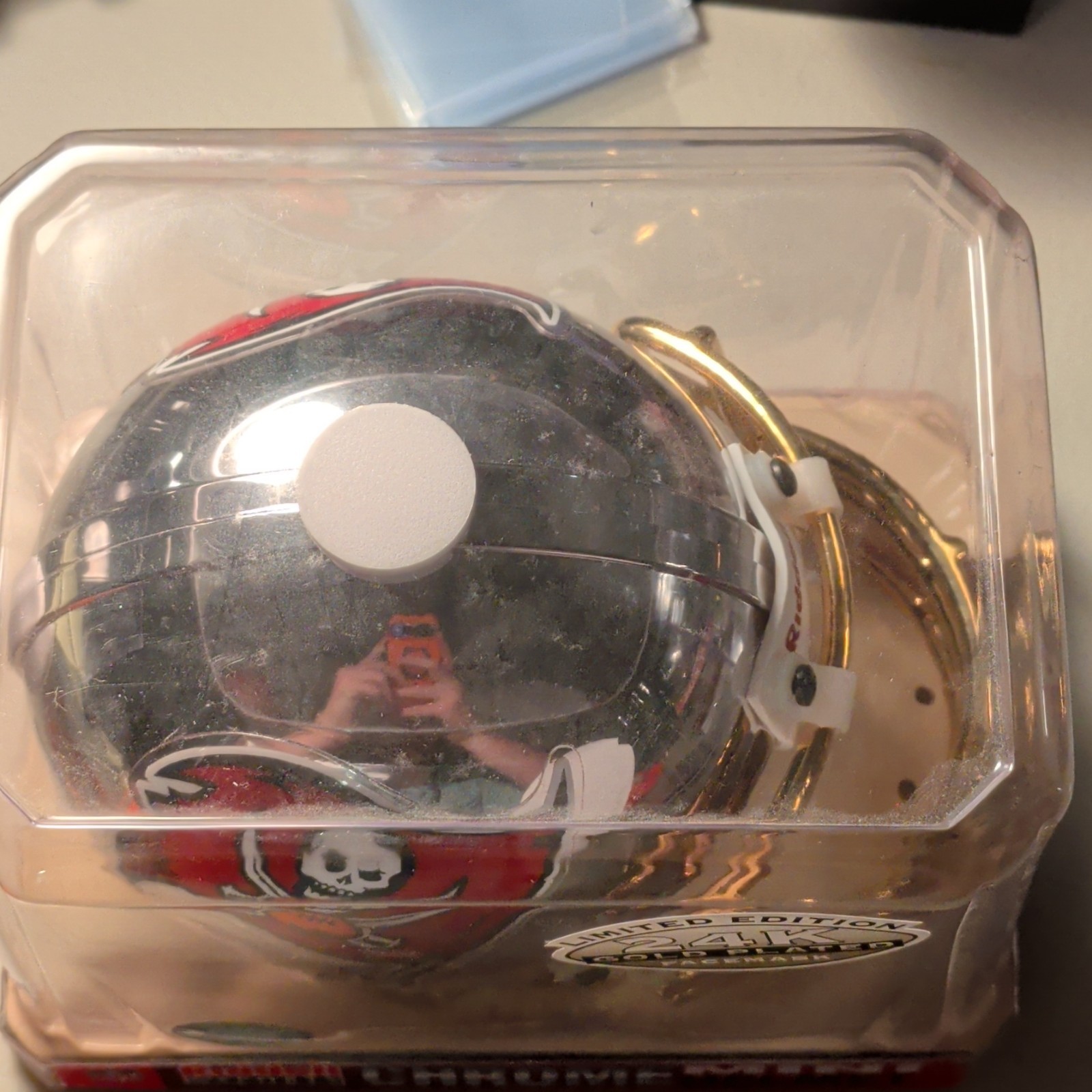 Riddell Tampa Bay Buccaneers NFL Chrome Mini Helmet w/ 24K Gold Facemask