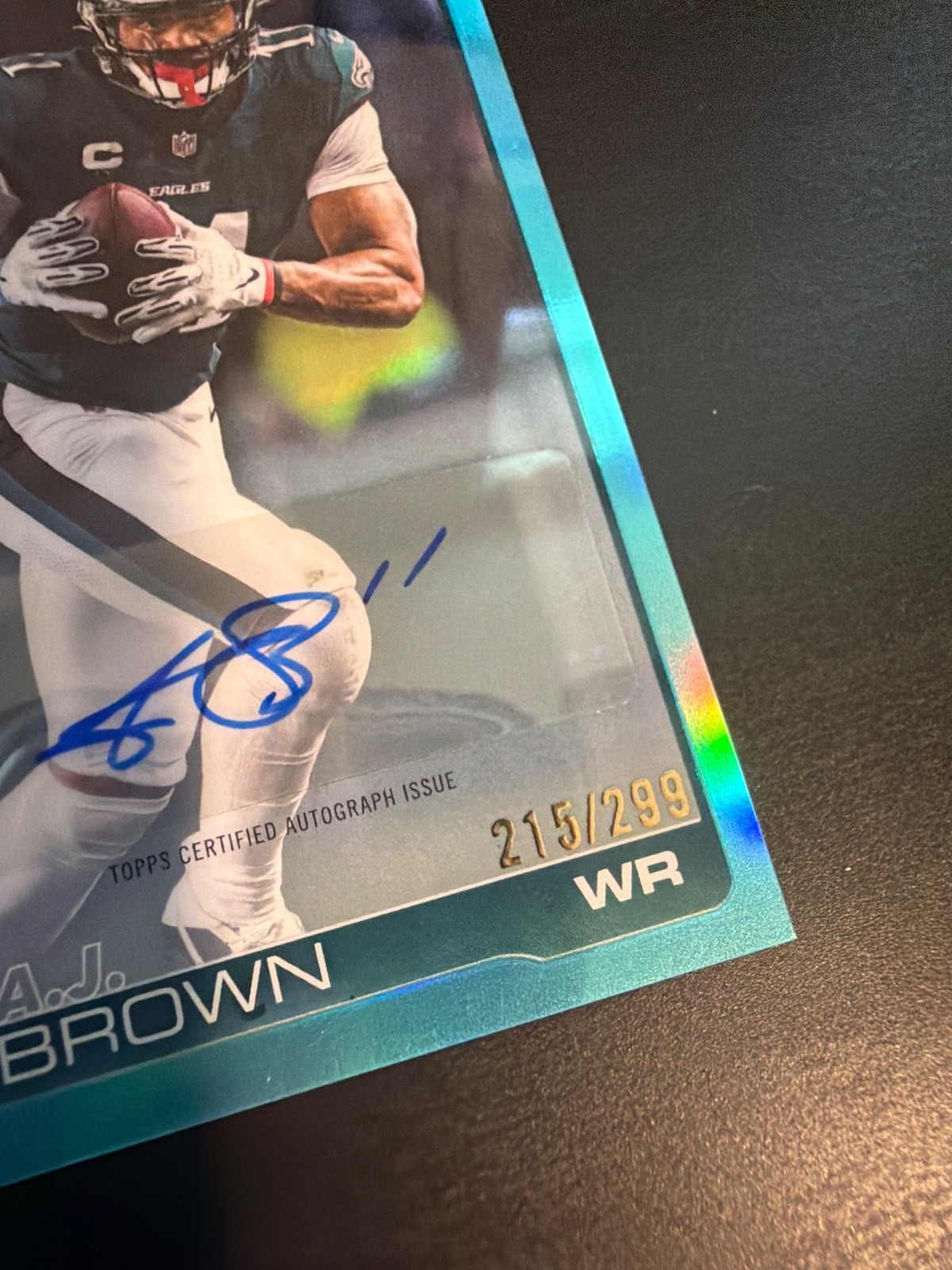 2025 Topps Chrome – Autographs A.J. Brown #BA-AB Teal Refractor /299 (AU)