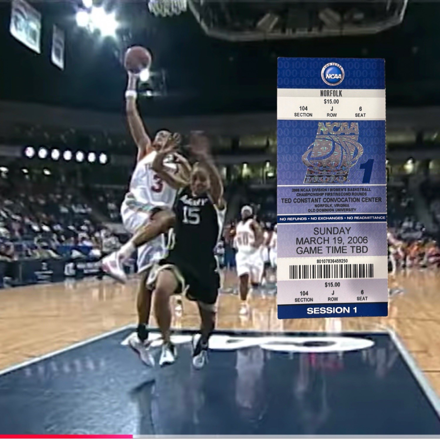First Female To Dunk In NCAA Tourney Candace Parker Ticket Mar 19 2006 Lady Vols