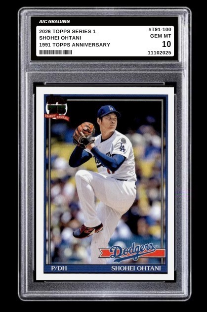 2026 Shohei Ohtani Topps Series 1 Card #T91-100 35th Anniversary Graded 10
