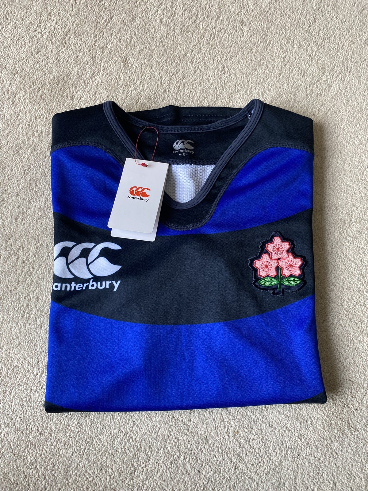 Japan Rugby Shirt 2015/16 Official Away Blue/Black Stripe Small Canterbury New