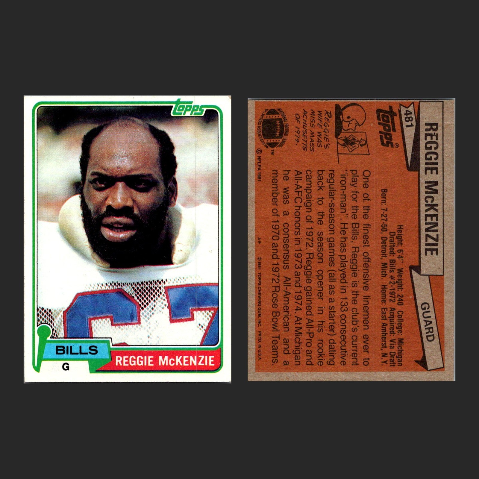 Reggie McKenzie 5-Card Lot Bills Topps Vintage All-Pro Guard