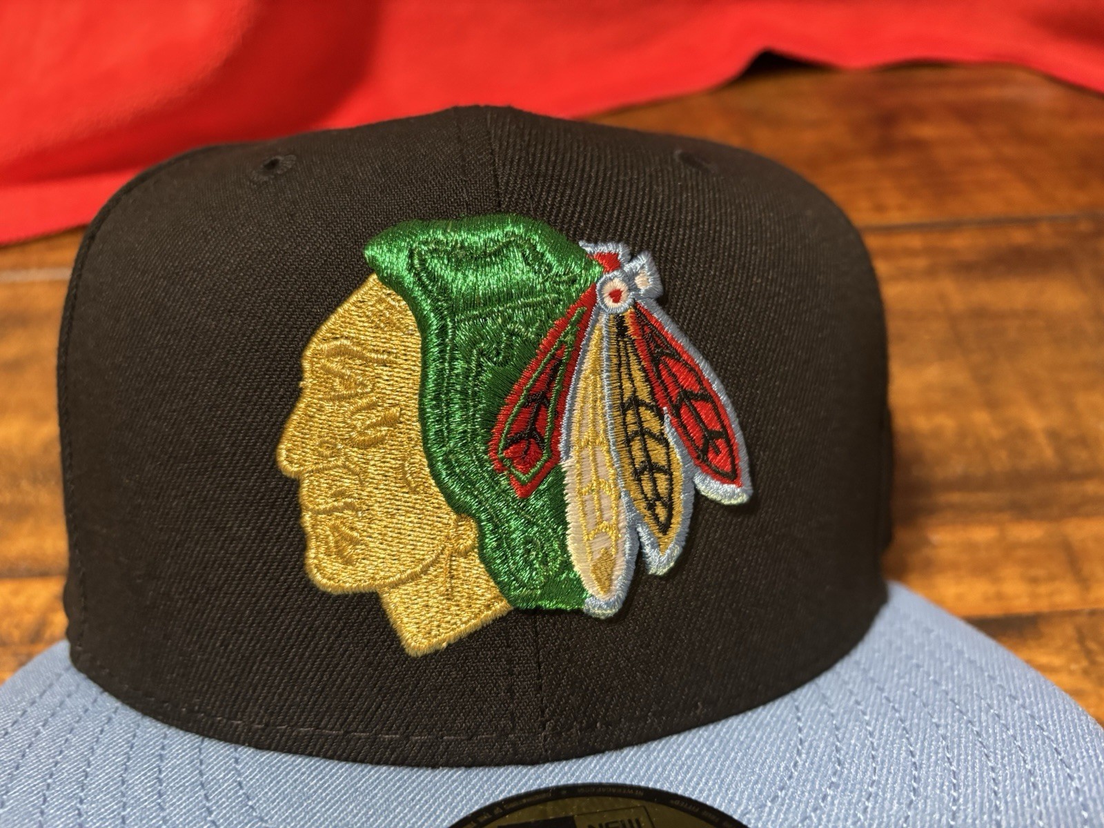 Chicago Blackhawks Always Original Sky Blue Black New Era Fitted 7 7/8 Gray UV
