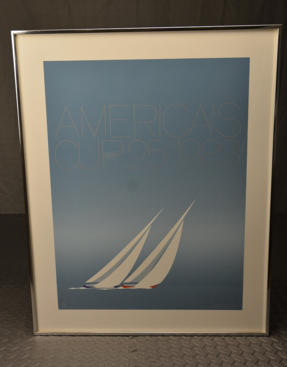 Rare Vintage 1983 America’s Cup 25 Framed Poster – Hand-Signed by Keith Reynolds