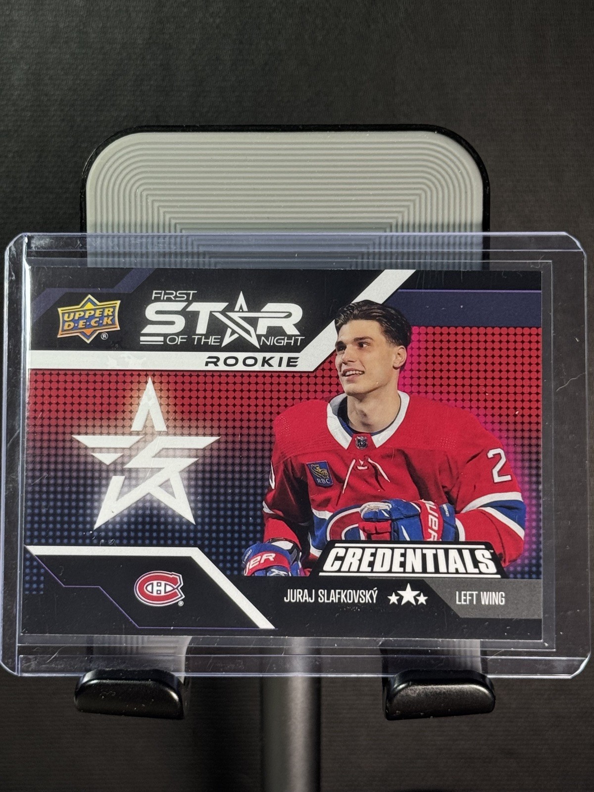 2022-23 UD Credentials – Juraj Slafkovsky First Star of The Night #1SR-3 (RC)