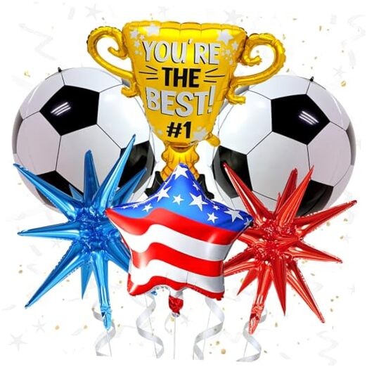 3D Soccer Balloons, Football Balloons Party Decorations Gold Trophy Usa-3d