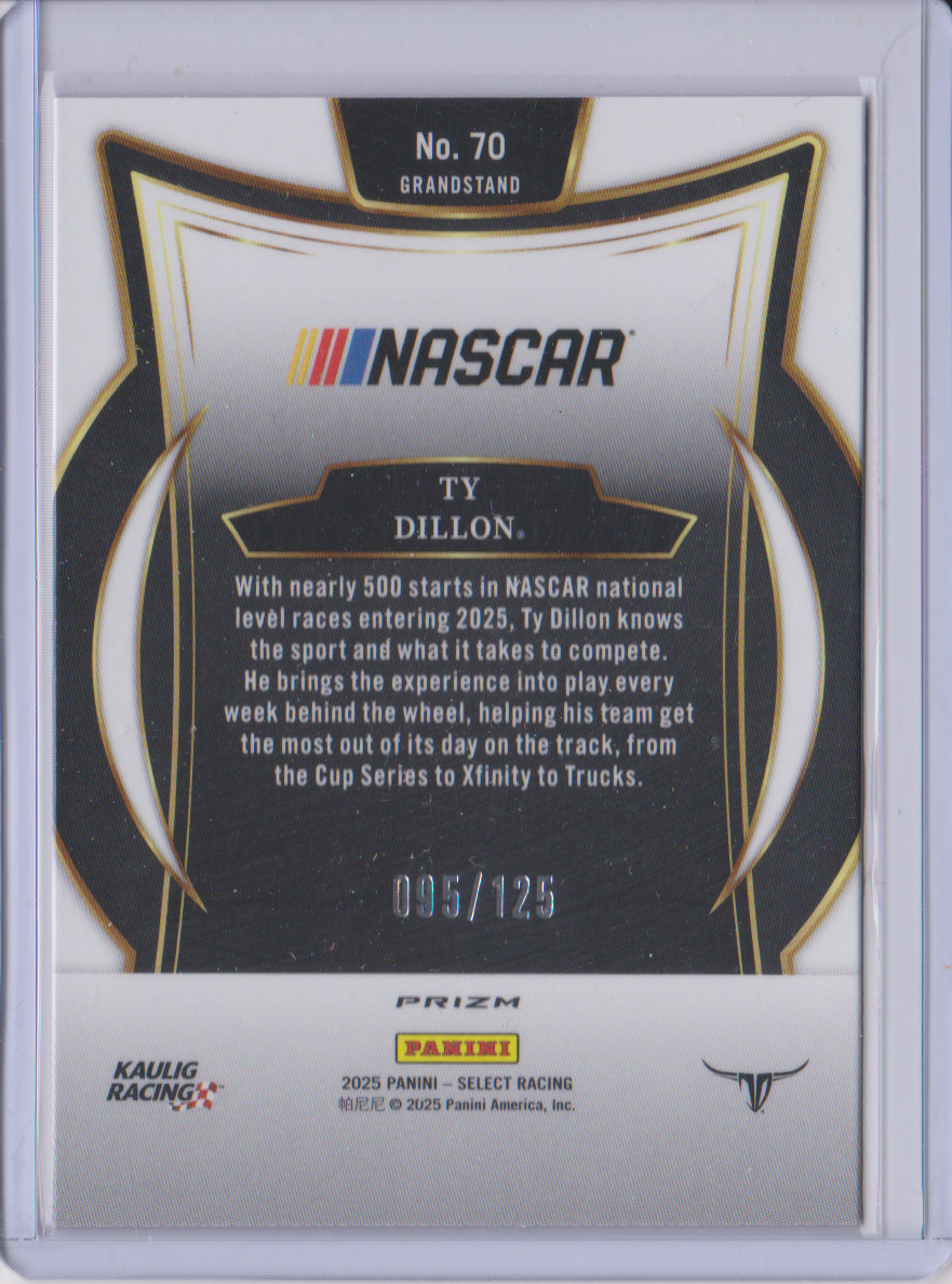 2025 Panini Select Racing Ty Dillon Red Prizm 047/125 #70