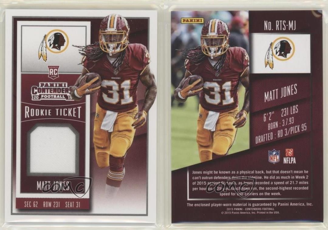 2015 Panini Contenders Rookie Ticket Swatches Matt Jones (Standing Upright) 04uj