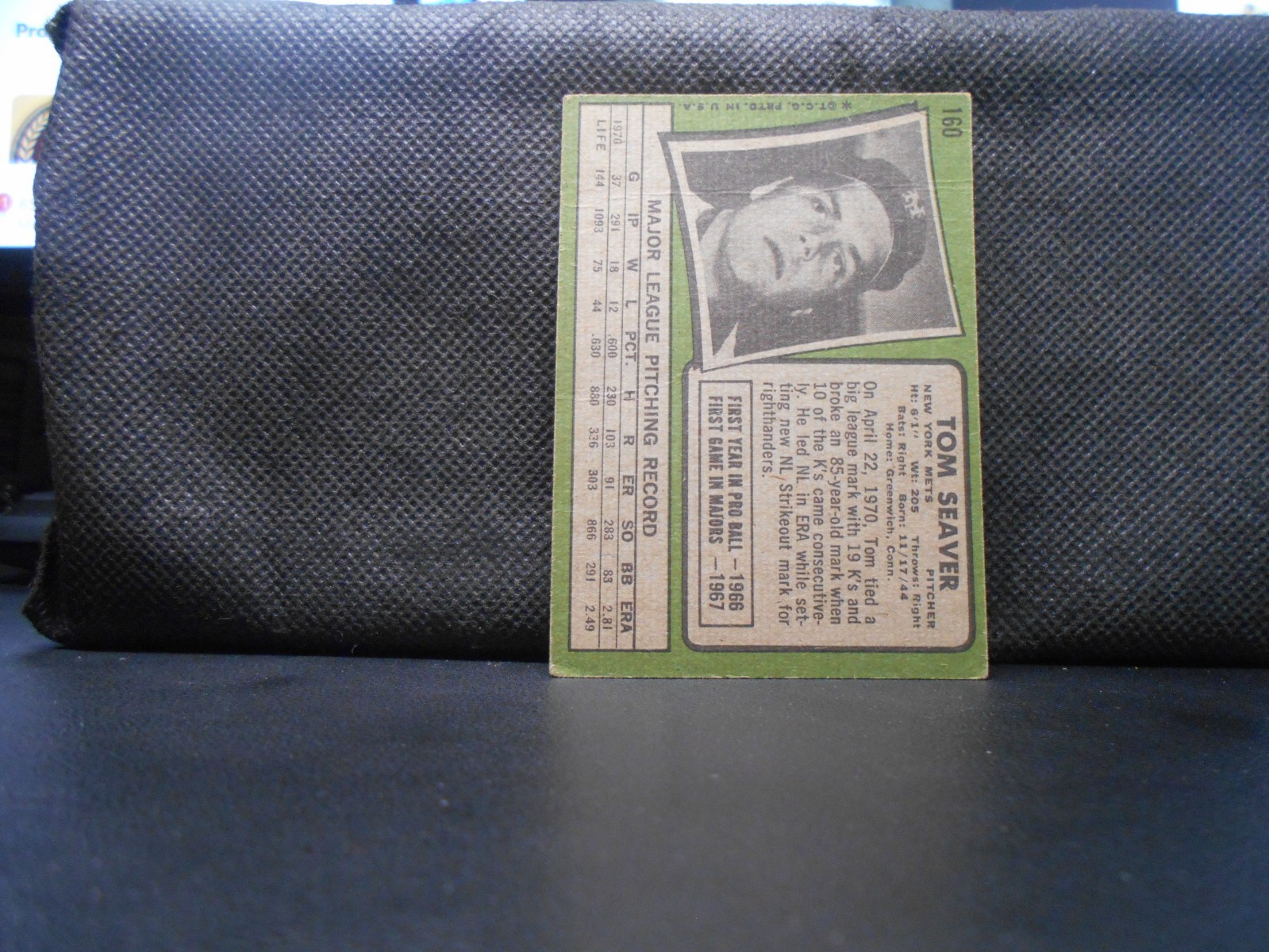 1971 Topps #160 Tom Seaver Crease Upper Left Corner