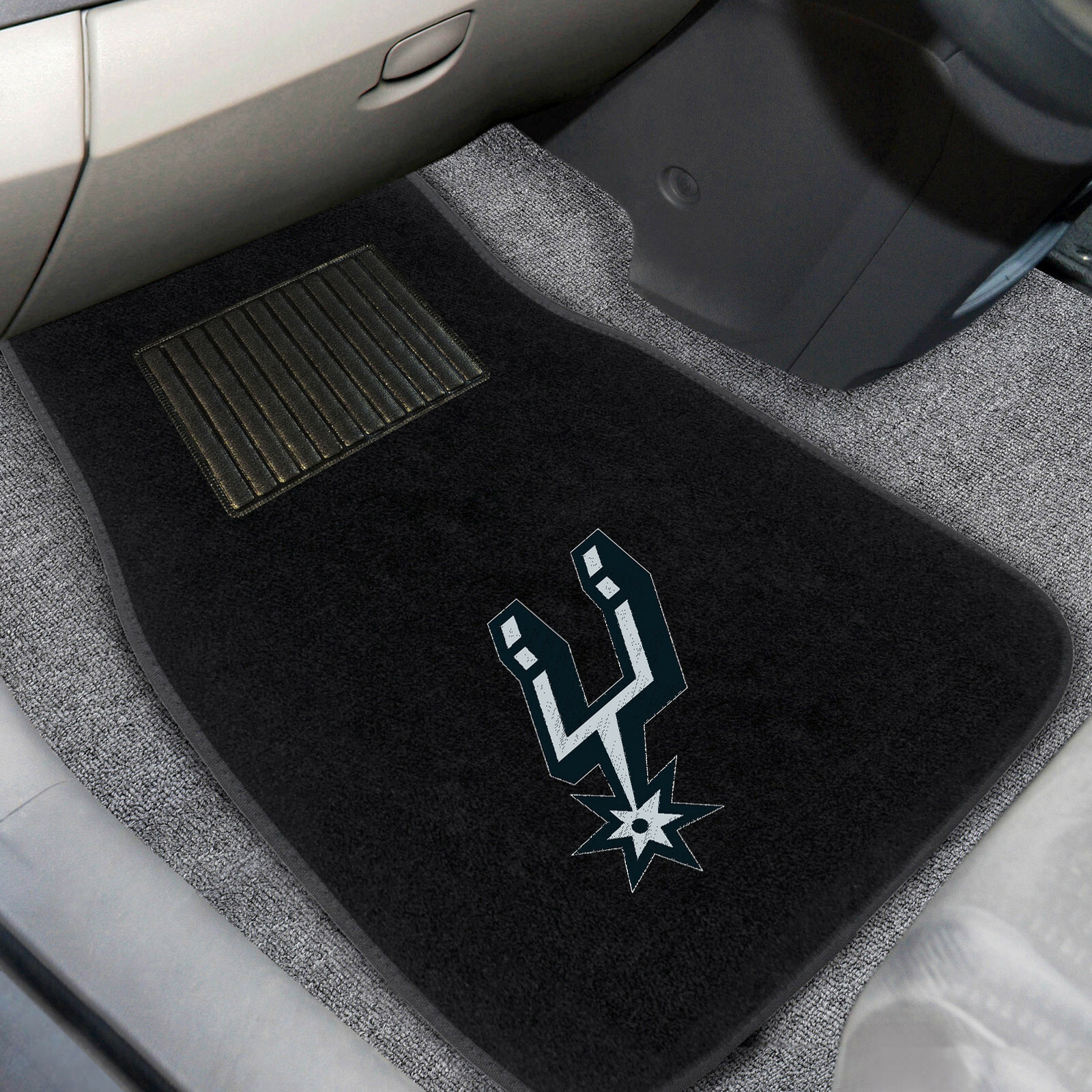 4PC NBA San Antonio Spurs Car Truck Black All Weather Carpet Floor Mats Set
