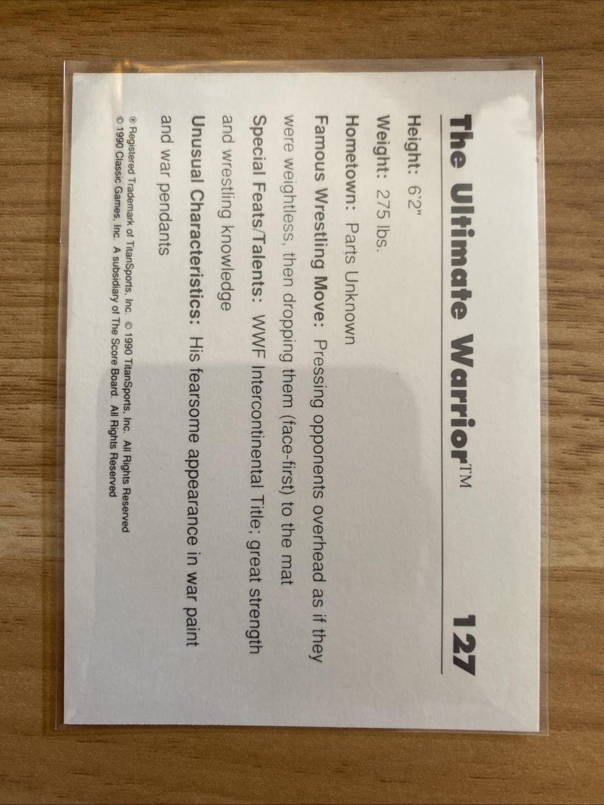 1990 Classic WWF – Ultimate Warrior #127