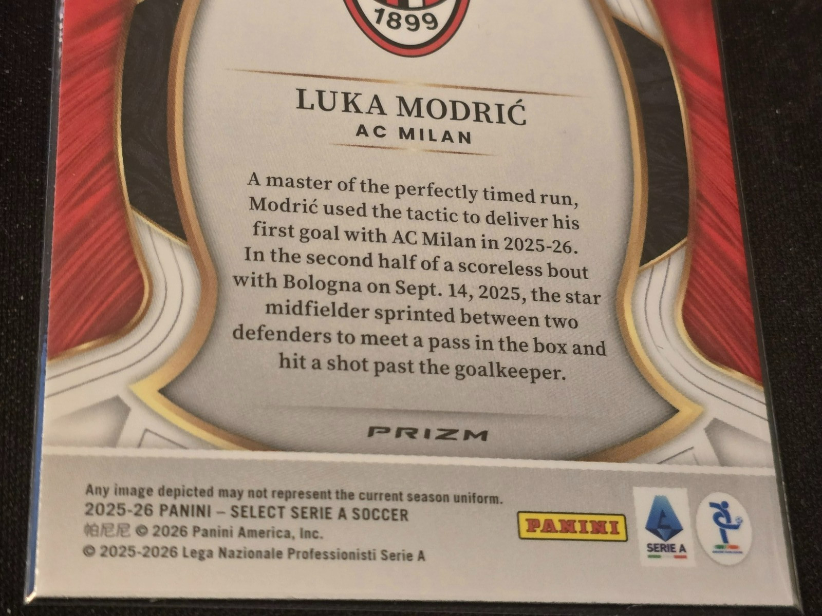 LUKA MODRIC 2025-26 Panini Select Serie A White Sparkle Prizm AC MILAN SSP