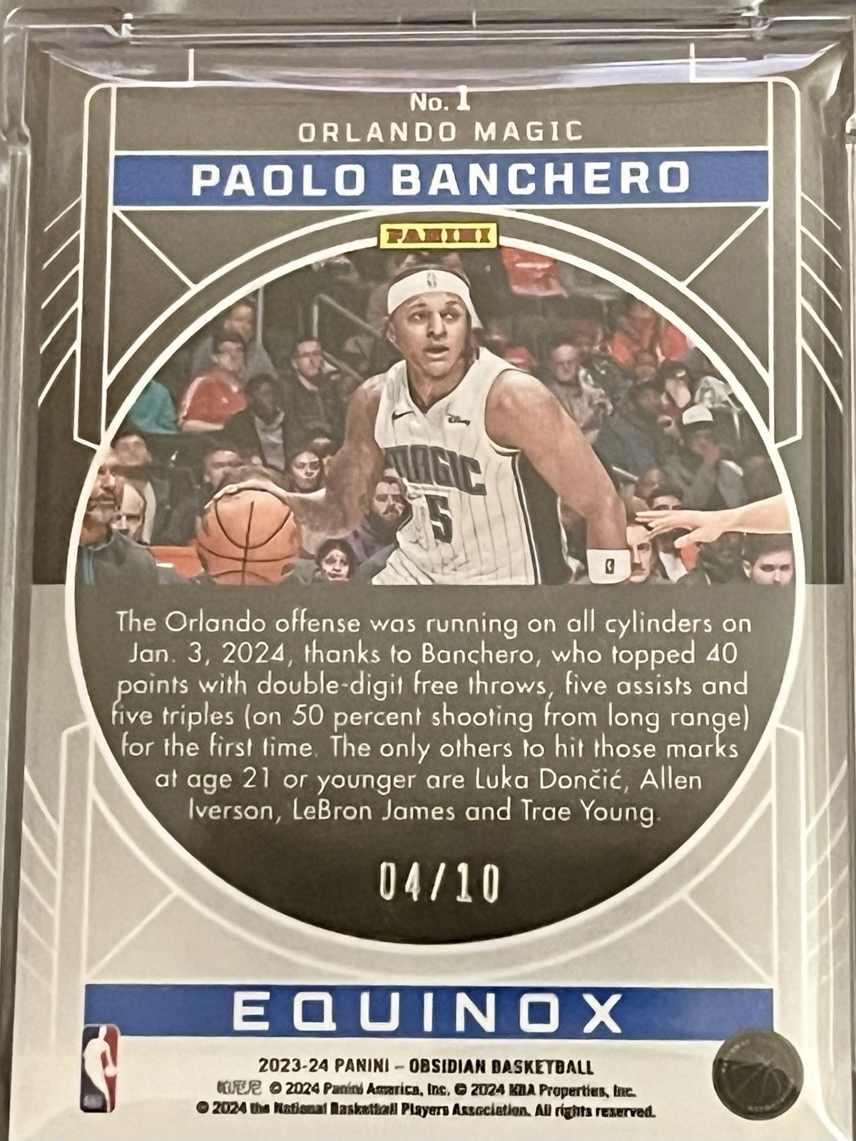 2023-24 Obsidian Paolo Banchero Equinox-EE MOLTEN MOJO #d 4/10 PSA 9 POP 1