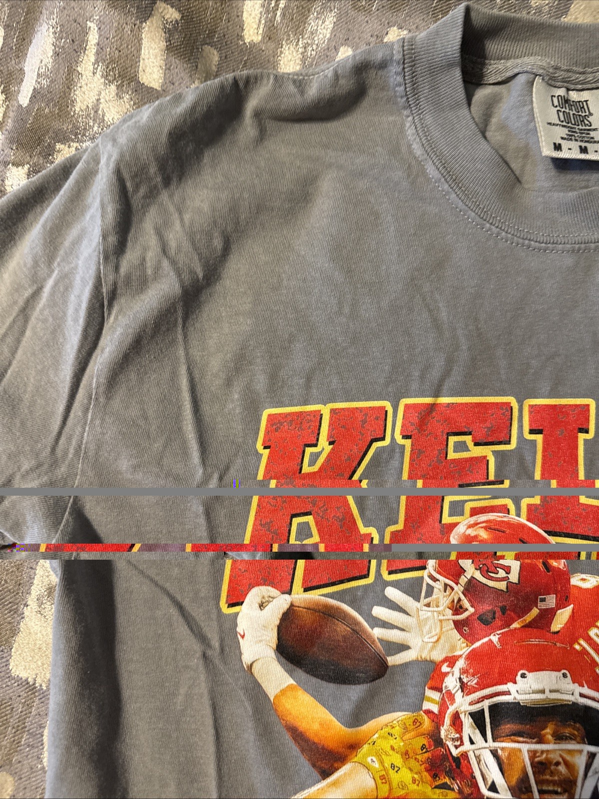 Travis Kelce Kansas City Chiefs Comfort Colors Gray Player Collage Shirt Medium