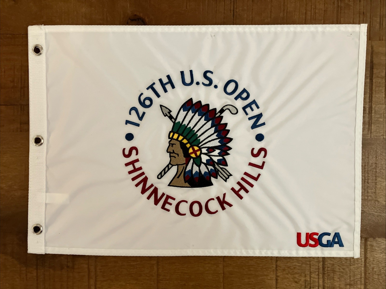 2026 US Open Flag Shinnecock Hills white embroidered pin flag Brand new!