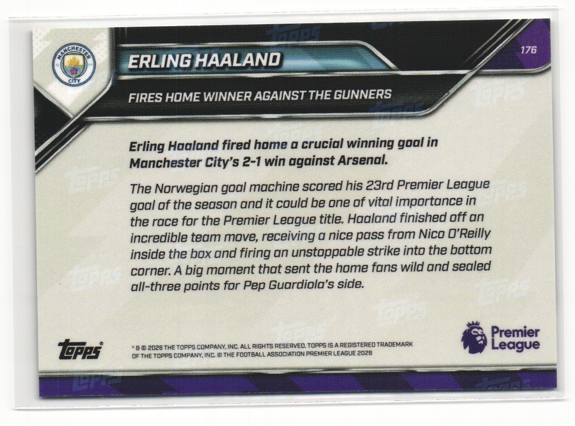 2025-26 Premier League Topps Now #176 Erling Haaland Fires Home Manchester City