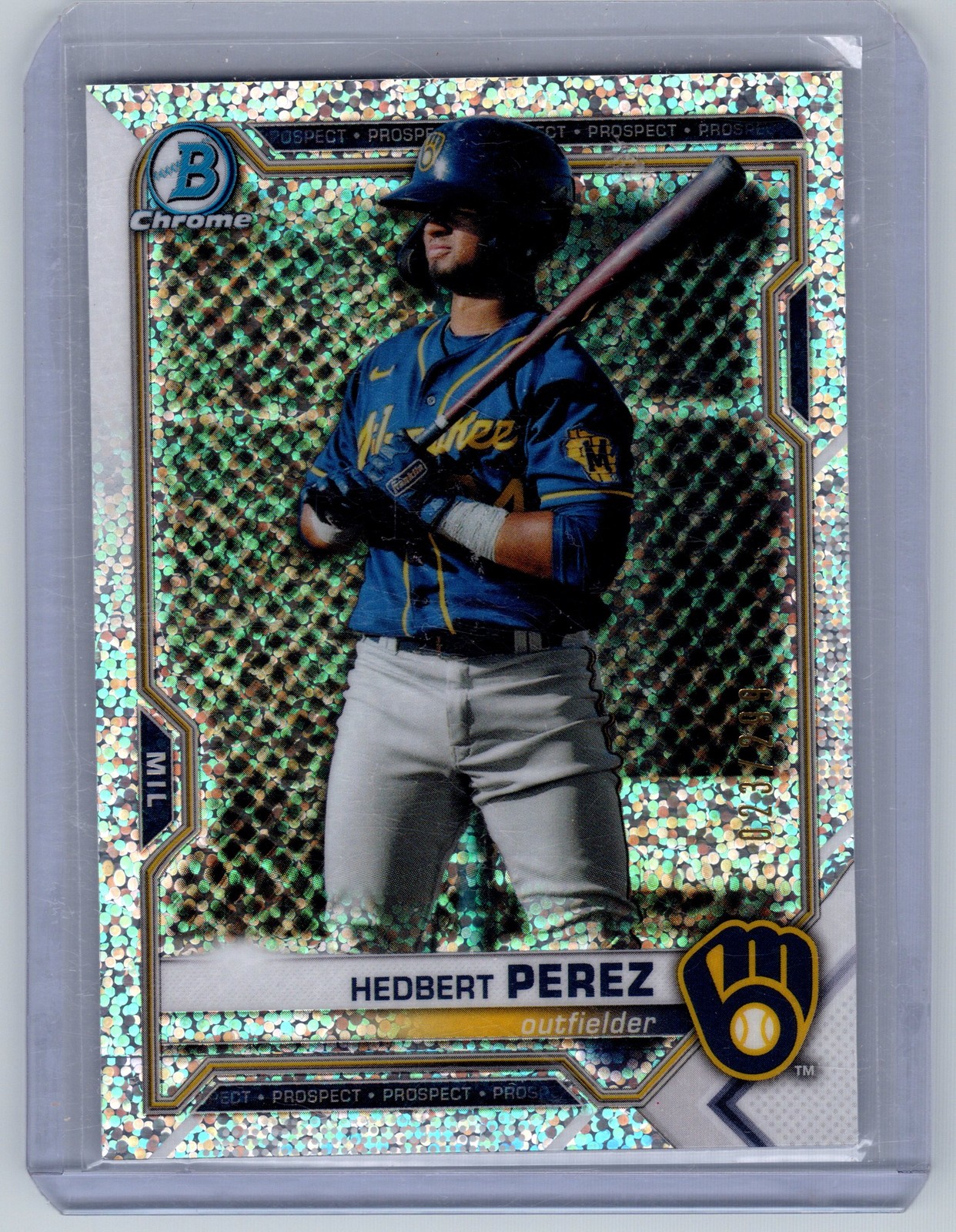 2021 Bowman Chrome #BCP-203 Hedbert Perez Prospects Speckle Refractor #/299