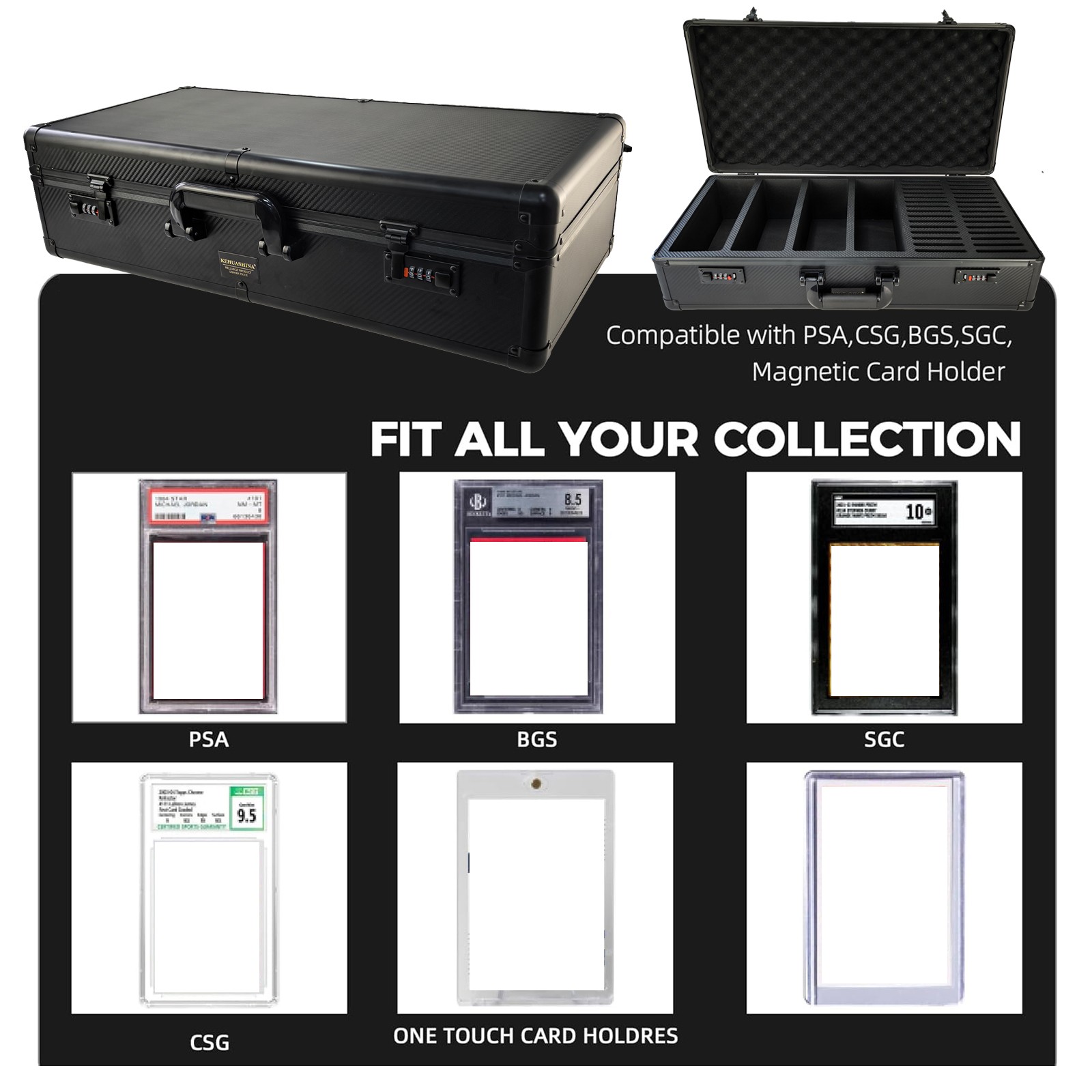 Alloy Large Capacity 6-Slot Card Organizer With Password Lock For Graded Cards