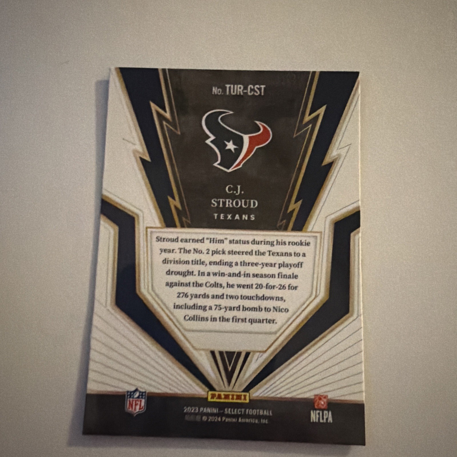 2023 Select #TUR-CST CJ Stroud Turbo Charged RC Rookie Texans 1E2