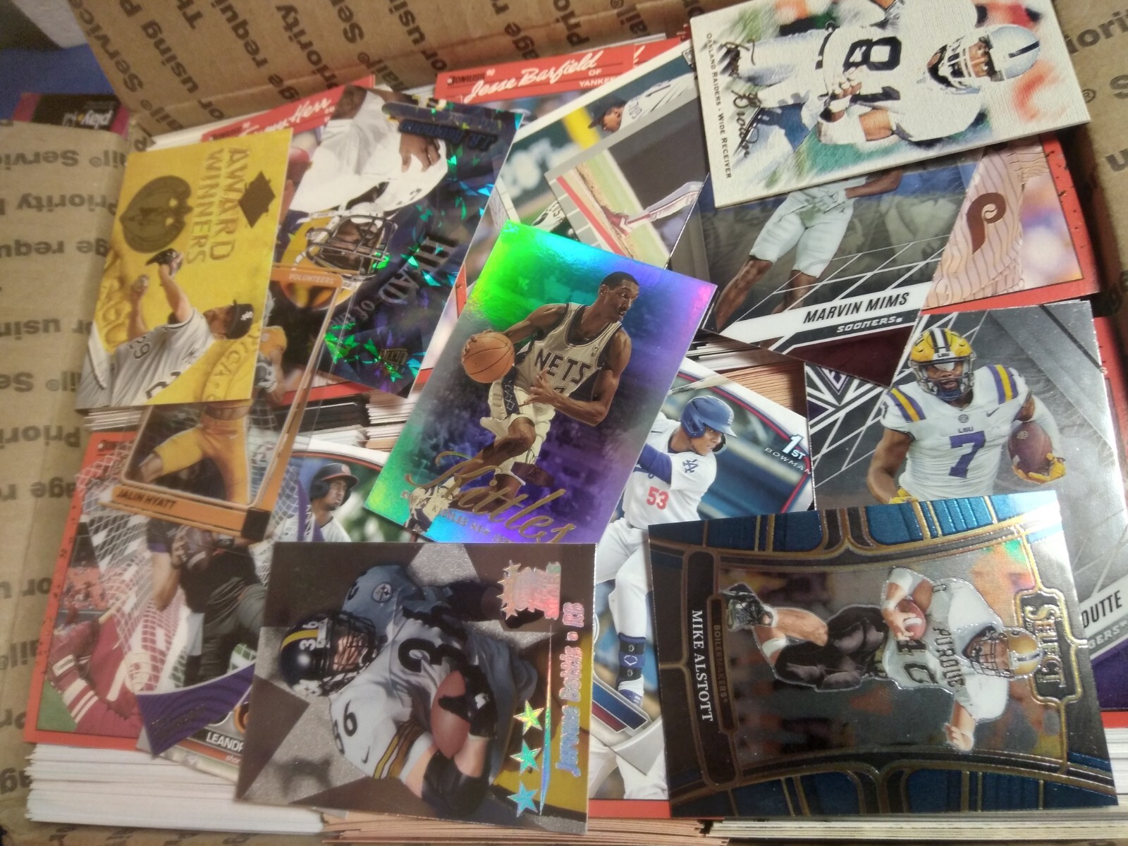 Basketball, Football,Baseball Medium Flat Rate Box of Sportscards 1500+ Cards