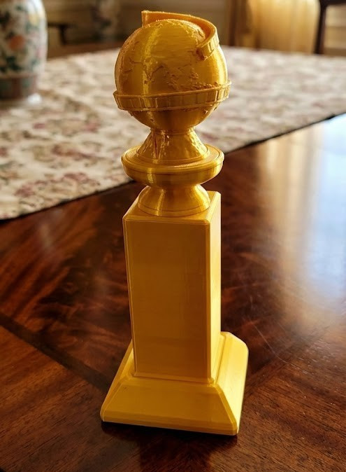 Replica Golden Globe Award -Full Size 11″ 3D Printed Trophy in Silk Gold PLA