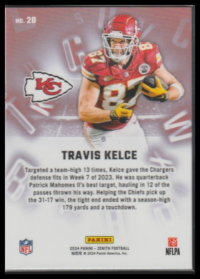 2024 Panini Zenith #20 Travis Kelce A to Z