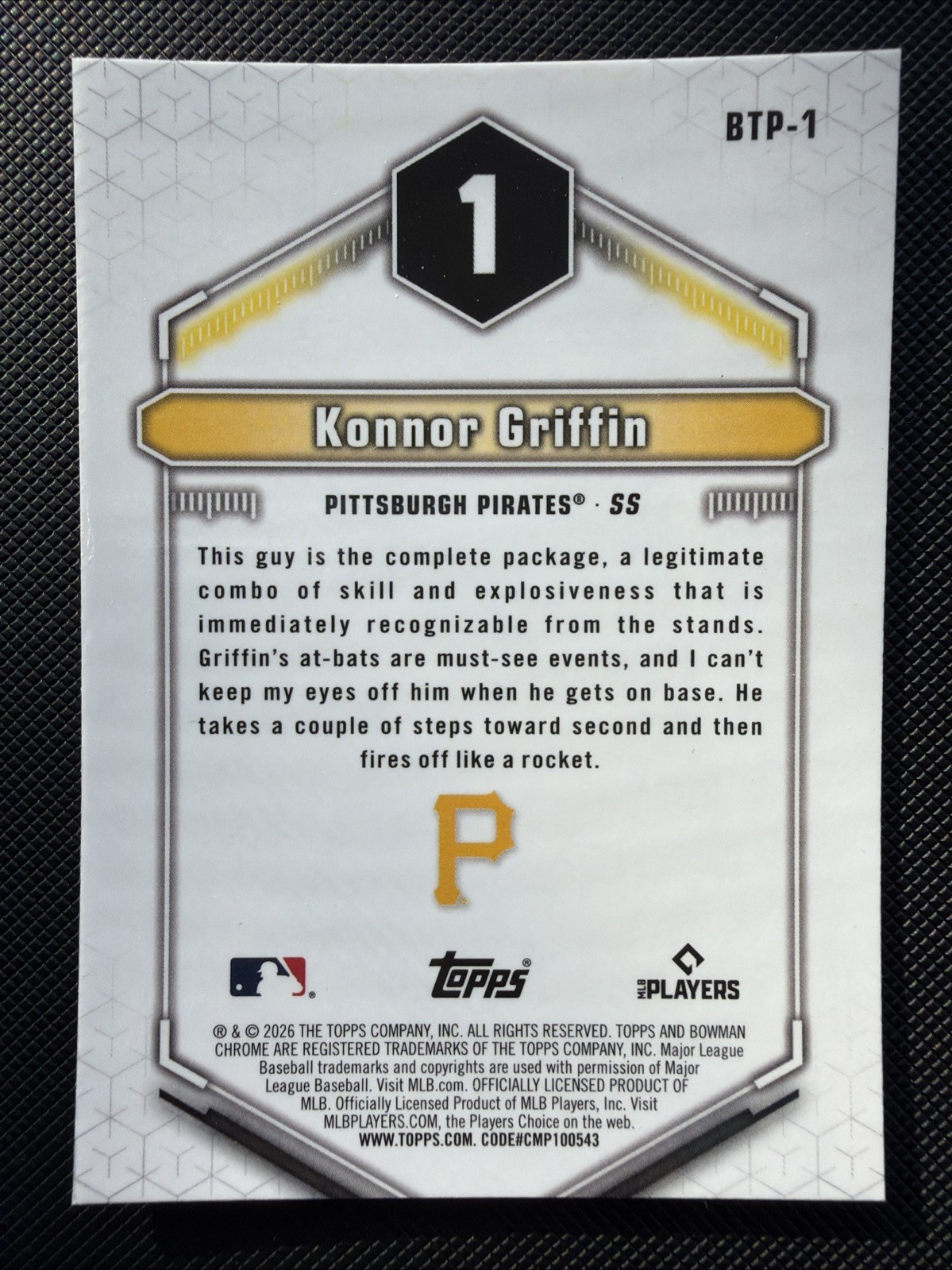 2026 Bowman Konnor Griffin Top 100 Prospects Refractor Pirates