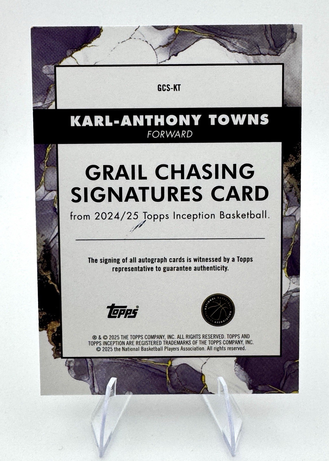 Karl Anthony-Towns 2024-25 Topps Inception Grail Chasing Signatures /25 – Knicks