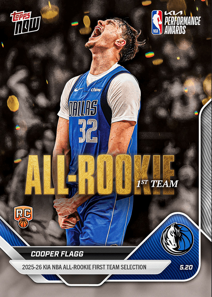 2025 Topps Now Cooper Flagg #AR01 Dallas Mavericks Rookie RC Basketball Card