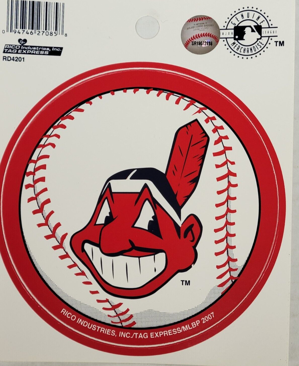 MLB Cleveland Indians – 4.5″ Round Vinyl Decal, New