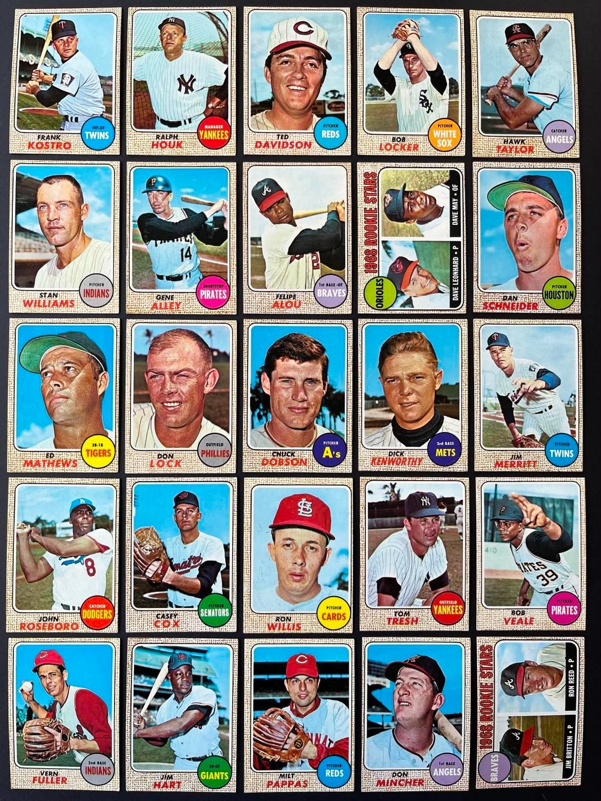 1968 Topps Baseball Card Set -247 DIFFERENT CARDS – Condition Varies – Vintage