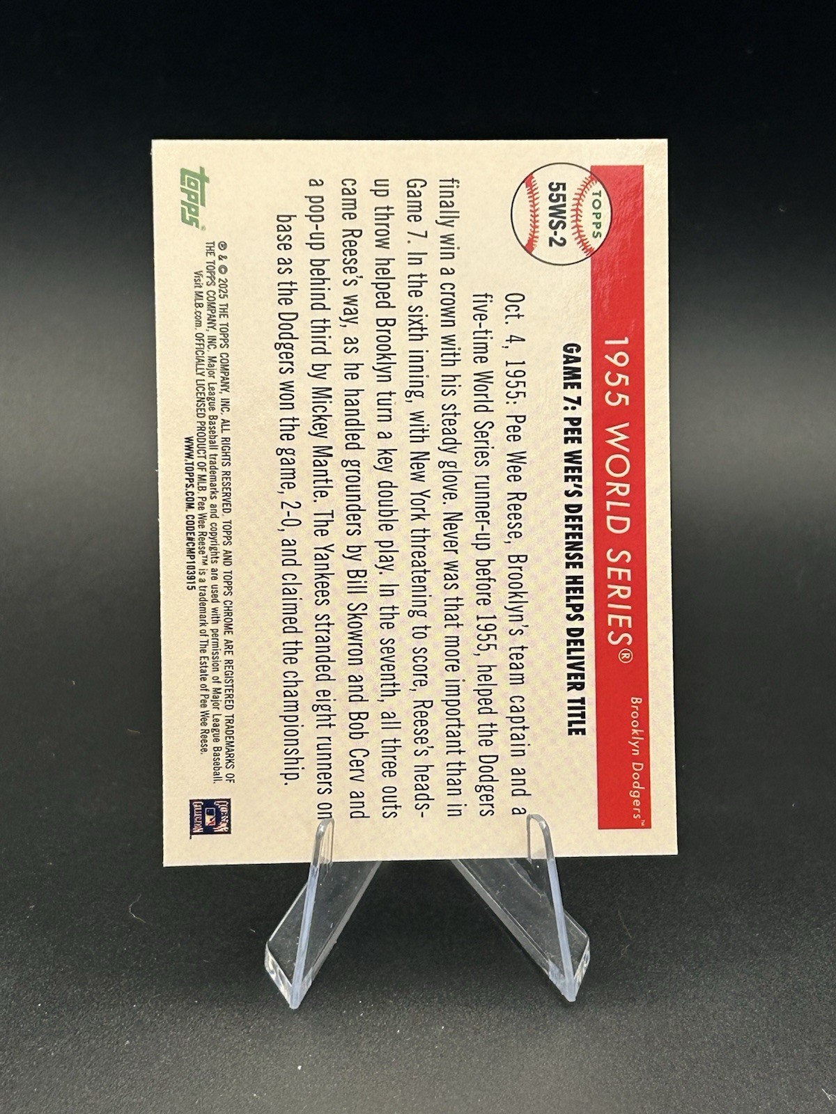 2025 Topps Chrome Platinum Anniversary – Pee Wee Reese #55WS-2 – Dodgers B1060