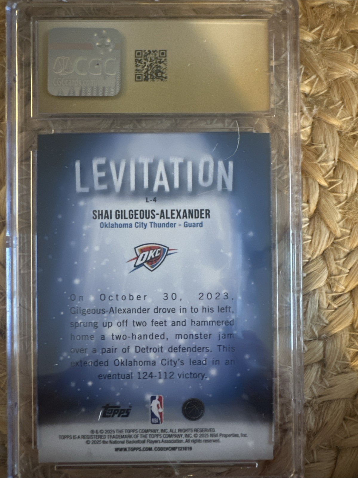 2025-26 Topps Shai Gilgeous-Alexander Levitation L-4 🔥CGC Pristine 10 Pop 1🔥